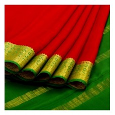 Kuberan Mysore Silk Red Green Saree [कुबेरन् मैसूरु कौशेय रक्तवर्ण हरितवर्ण शाटिका]